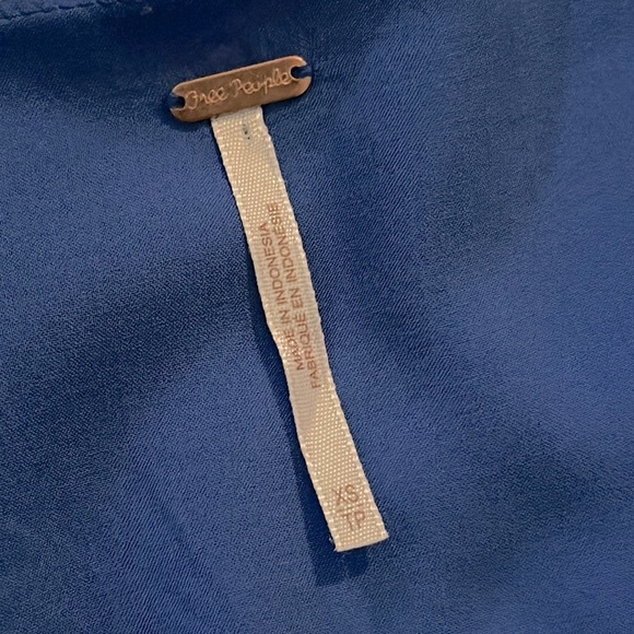 Free People Womens Lilou Printed Dress Size XS in Cobalt Combo Bell Sleeves - Picture 9 of 10